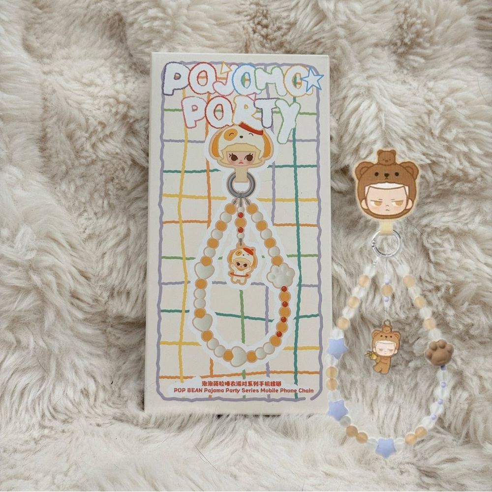 BRAND NEW POP BEAN Pajama Party mobile phone chain - KUBO Bear